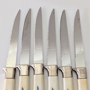 Vintage Lifetime Cutlery Blue Onion Steak Knives Set of 6 Sheffield England